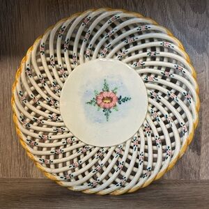 Vintage Spanish porcelain trinket dish with a rope weave design crafted in Spain
